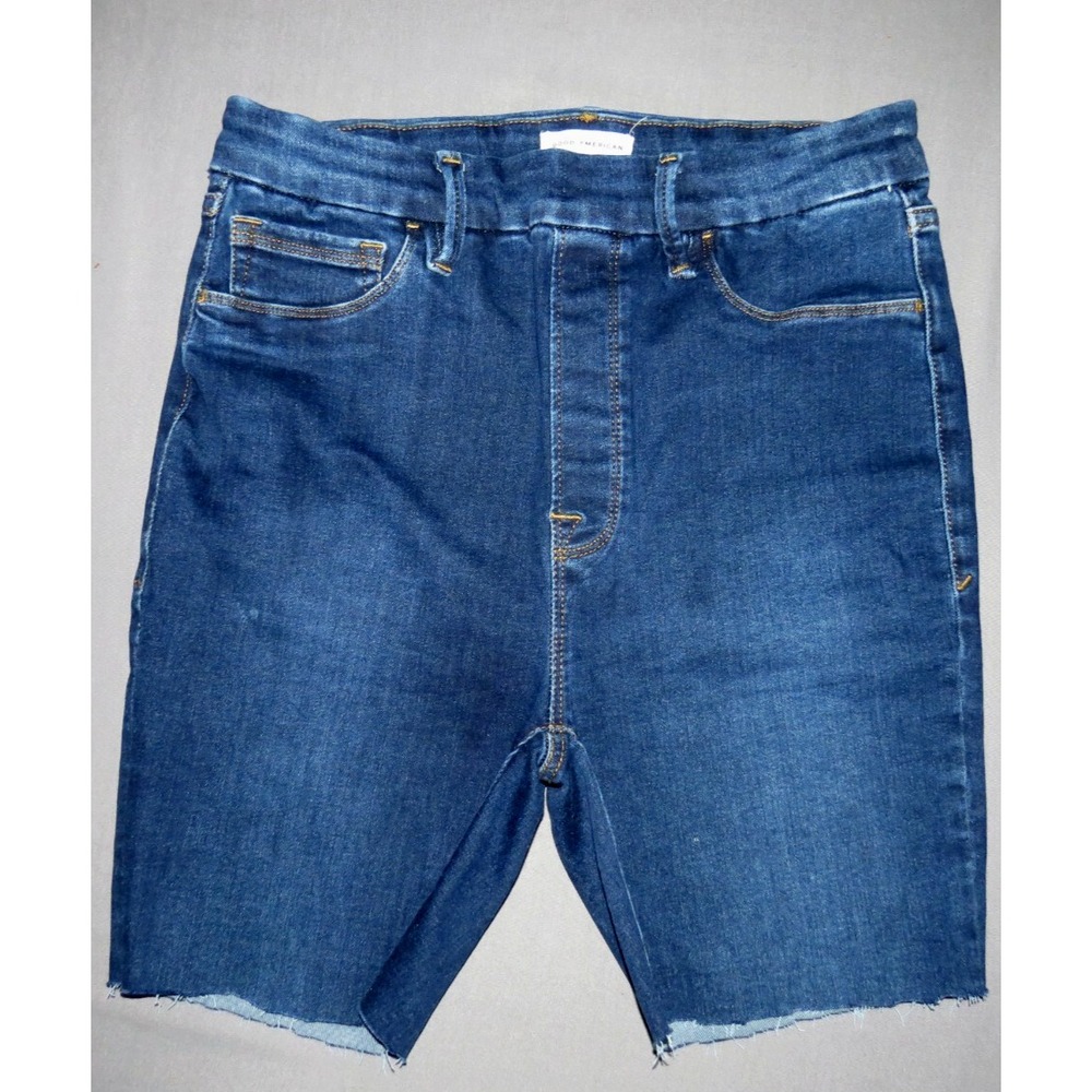 Good American Dark Wash Stretch High-Rise Pull On Denim Shorts sz. 3